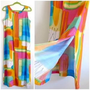 Colorful Funky 90s Abstract Sleeveless Maxi Dress